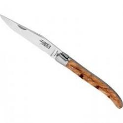 Couteau Laguiole G. DAVID  lame acier 12C27, manche 12 cm olivier décor gravé bécasses
