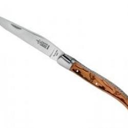 Couteau Laguiole G. DAVID  lame acier 12C27, manche 12 cm olivier décor gravé cerfs