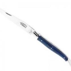 Couteau Laguiole G. DAVID  lame acier 12C27, manche 12 cm hêtre teinté bleu