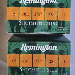 2 boites de Remington Shotshells Slug 12x70 (x10)