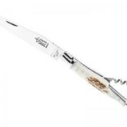 Couteau Laguiole G. DAVID 2 pièces (lame acier 12C27, tire-bouchon), manche 12 cm cerf,