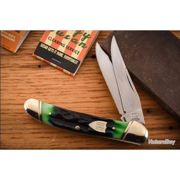 Couteau Rough Ryder Bluegill Copperhead Lames Acier 440 Satin Manche Os Jigged Slip Joint RR2633