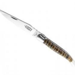 Couteau Laguiole G. DAVID lame acier 12C27, manche 12 cm molaire de mammouth stabilisée
