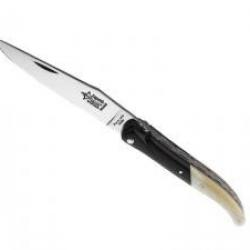 Couteau Laguiole G. DAVID lame acier 12C27 brillant, plein manche 12 cm ébène/os