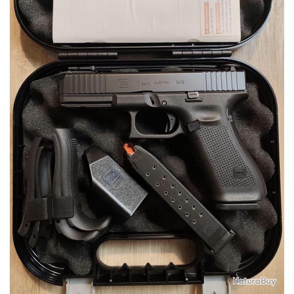 Pistolet semi-automatique GLOCK 17 Gen 5 - Cal. 9x19 - Mallette, 2 chargeurs (Occasion tir 200 coup