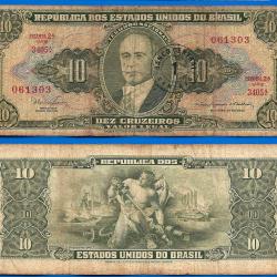 Bresil 10 Cruzeiros 1967 Surcharge 1 Centavo Sign 15 Billet Brasil Brazil Cruzeiro Reail Reais