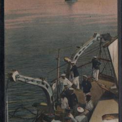 CPA - Marine Militaire - SCÈNES DE BORD  - Mouillage d'un Navire de guerre N°3850