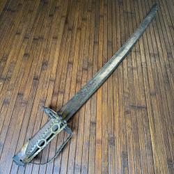 SABRE  RÉVOLUTIONNAIRE MONTMORENCY À GARDE TOURNANTE LAME SOLINGEN RESTE D'OR  XVIIIe siècle