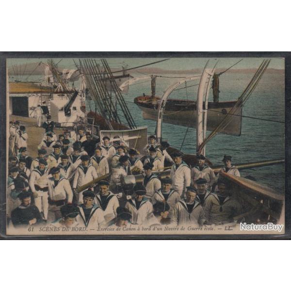 CPA - Marine Militaire -SCNES DE BORD - Exercice de Canon a bord d'un Navire de Guerre cole N3851