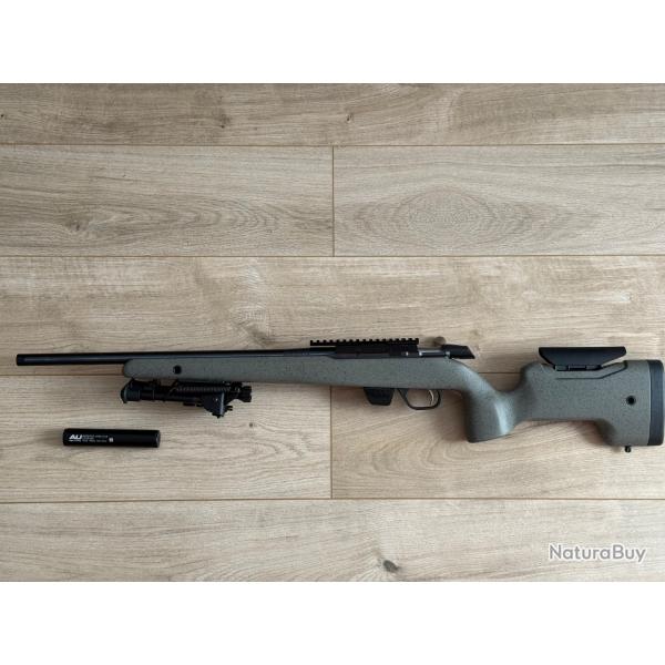 Tikka T1x UPR + rail pent 20 MOA Waters Riffleman + MDS ASE Utra + bipied Harris S BRM