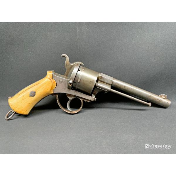ANCIEN BEAU PISTOLET A BROCHE LEFAUCHEUX 11 MM, XIX SIECLE, CANON RAYE MARQUE ELG