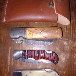 lot 3 couteux artisanaux lame Damas