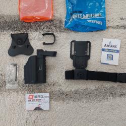 Holster rigide pour type Glock et Lampe - Nuprol + Plaque de cuisse reglable G2 pour holster Amomax