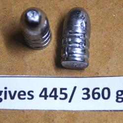 Ogives 445 /360 grs rechargement fusils a poudre noire
