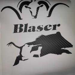 Autocollants Blaser + chasse aux sanglier carbone décoration voiture coffre fort ou autres