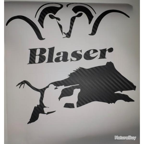 Autocollants Blaser + chasse aux sanglier carbone dcoration voiture coffre fort ou autres