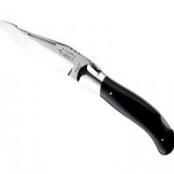 Couteau Laguiole chasse G. DAVID Grande nature lame acier 12C27 à cran, manche 12 cm ébène