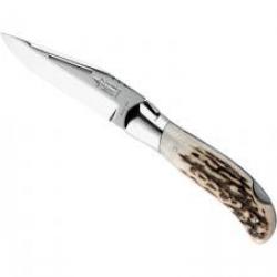 Couteau Laguiole chasse G. DAVID Grande nature lame acier 12C27 à cran manche cerf véritable,