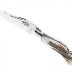 Couteau Laguiole chasse G. DAVID Grande nature 2 pièces lame acier 12C27+tire-bouchon manche cerf
