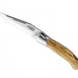 Couteau Laguiole chasse G. DAVID Grande nature lame acier 12C27 à cran, manche 12 cm olivier