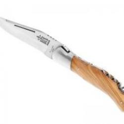 Couteau Laguiole chasse G. DAVID Grande nature 2 pièces lame acier 12C27+tire-bouchon manche olivier