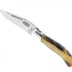 Couteau Laguiole chasse G. DAVID Grande nature lame acier 12C27, manche 12 cm façon corne  blonde