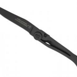 Couteau Laguiole LINER LOCK lame acier X50CrMoV15 à cran intérieur entièrement noir manche 11cm inox