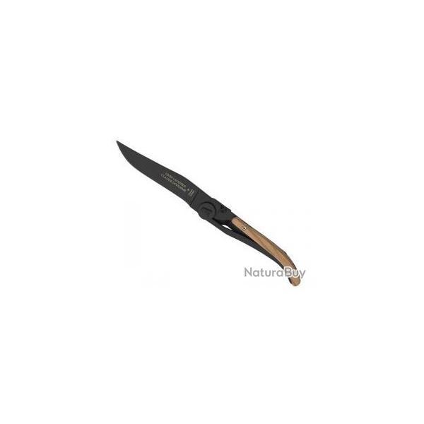 Couteau Laguiole LINER LOCK lame acier X50CrMoV15  cran intrieur manche 11cm  habillage olivier