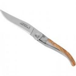 Couteau Laguiole LINER LOCK lame acier X50CrMoV15 à cran intérieur manche habillage olivier