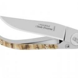 Couteau Laguiole LINER LOCK lame acier X50CrMoV15 à cran intérieur manche inox/corne bélier