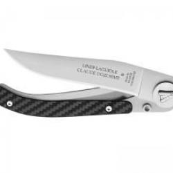 Couteau Laguiole LINER LOCK lame acier X50CrMoV15 à cran intérieur manche habillage façon carbone