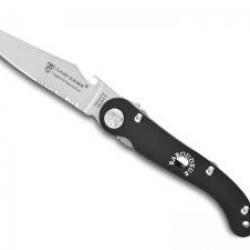 Couteau Laguiole BAROUDEUR lame semi-dentée acier X50CrMoV15 à cran intérieur avec décapsuleur