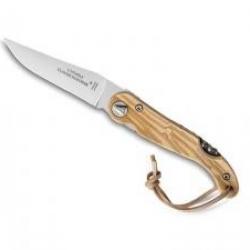 Couteau Laguiole BAROUDEUR 2 pièces lame acier X50CrMoV15 à cran intérieur manche olivier