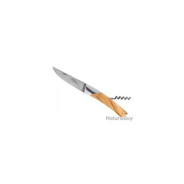 Couteau Le Thiers par Florinox 2 pices (lame acier 14C28, tire-bouchon), manche 11 cm olivier