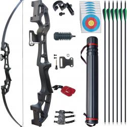 Arc de Chasse Adulte Arcs de tir à l'arc et flèche Adulte Riser en métal 50 Pouces 30lbs, 6 Flèche