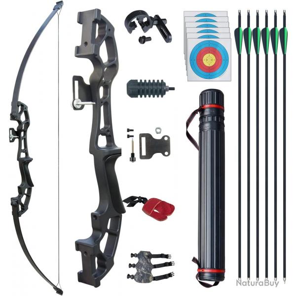 Arc de Chasse Adulte Arcs de tir  l'arc et flche Adulte Riser en mtal 50 Pouces 30lbs, 6 Flche
