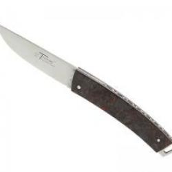 Couteau Le Thiers® POCKET lame mate à cran acier 14C28N manche fibre de carbone +pochette