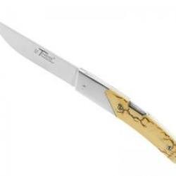 Couteau Le Thiers® ADVANCE lame mate à cran acier RWL34 manche buis foudroyé +pochette