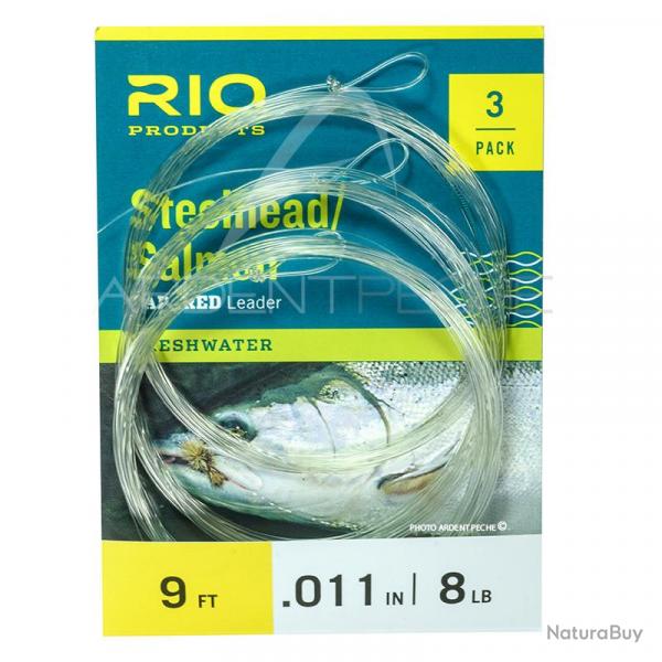 Bas de ligne RIO Steelhead/saumon Glacial/Green (pack de 3) 9(2,70m) 10lbs