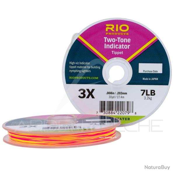 Fils nylon RIO 2 Tone Indicator rose/jaune 27m 5X -  0.152