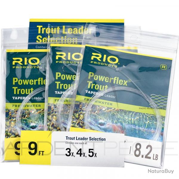 Bas de ligne RIO Powerflex assortis 9 (Pack de 3) 3X/4X/5X