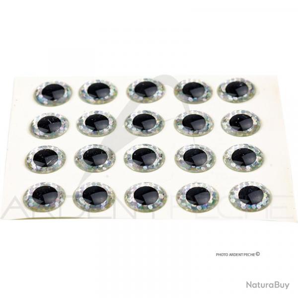 Yeux 3D adhsifs argent  4mm