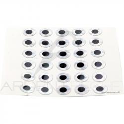 Yeux plats adhésifs argent 2.5mm