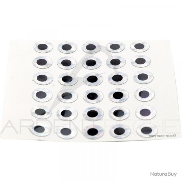 Yeux plats adhsifs argent 6.5mm