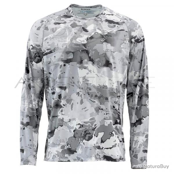 Tee shirt SIMMS Solarflex crewneck prints Cloud camo grey 3XL
