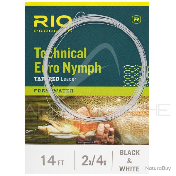 Bas de ligne RIO Technical Euro Nymph 14 (4.30m) noir/blanc