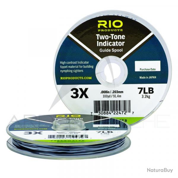 Fils nylon RIO 2 Tone Indicator noir/blanc 27m 1X -  0.254