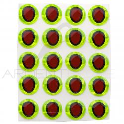 Yeux 3D adhésifs pupille ovale chartreuse 6 mm