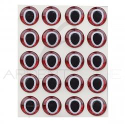 Yeux 3D adhésifs pupille ovale rouge 5 mm