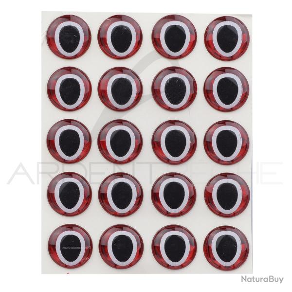 Yeux 3D adhsifs pupille ovale rouge 5 mm